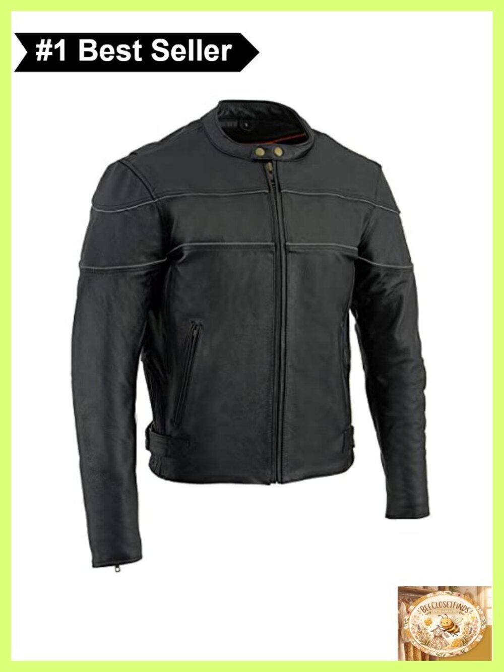 Milwaukee Leather Cowhide Scooter Motorcycle Jacket Reflective Piping